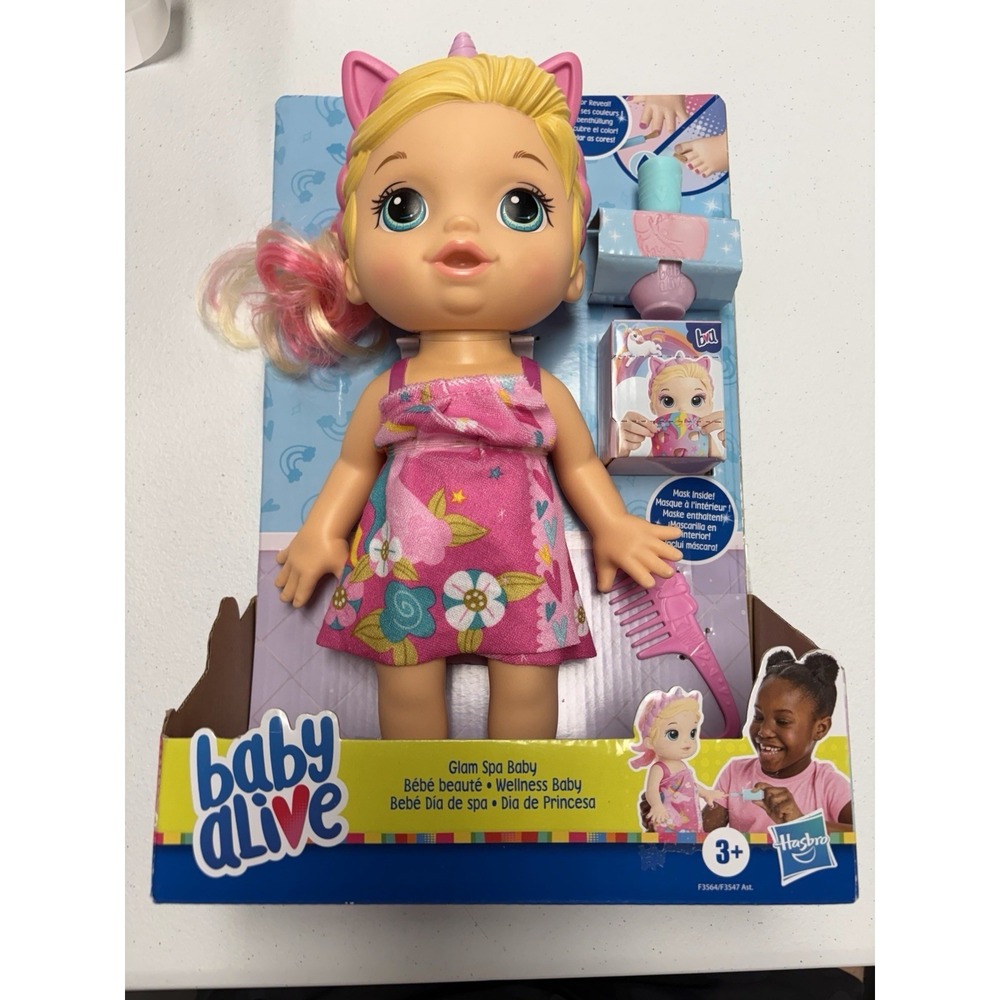 Baby Alive Glam SPA Unicorn Baby Doll Blonde New